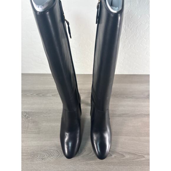Lauren Ralph Lauren Caelynn II-BO-Tal Black Burnished Calf Heel Boots Women's 7 - Picture 4 of 9